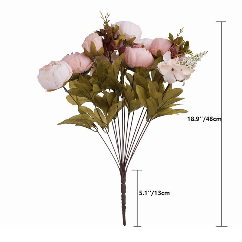 Fule 2 Pack Large Artificial Peony Silk Flower Bouquets Arrangement Wedding Centerpieces (Light Pink) - Image 2